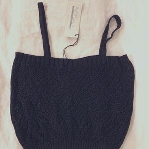 Alpha Massimo Rebecchi Black Crochet short top